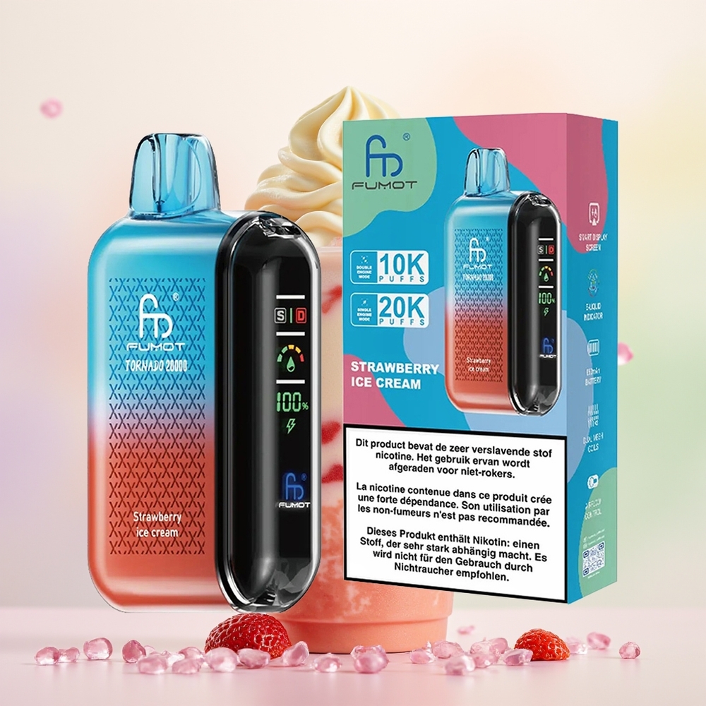 Fumot Tornado 20000 آيس كريم الفراولة مع شاشة ذكية