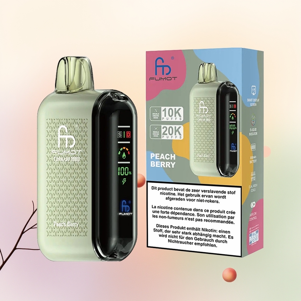 Fumot Tornado 20000 توت الخوخ مع شاشة ذكية