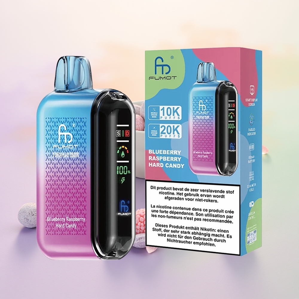 Fumot Tornado 20000 حلوى التوت البري والتوت الأحمر الصلبة ذات البطارية القابلة لإعادة الشحن