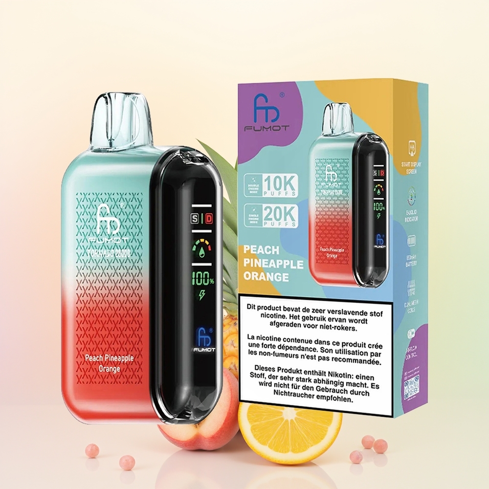 Fumot Tornado 20000 خوخ أناناس برتقال مع بطارية قابلة للشحن