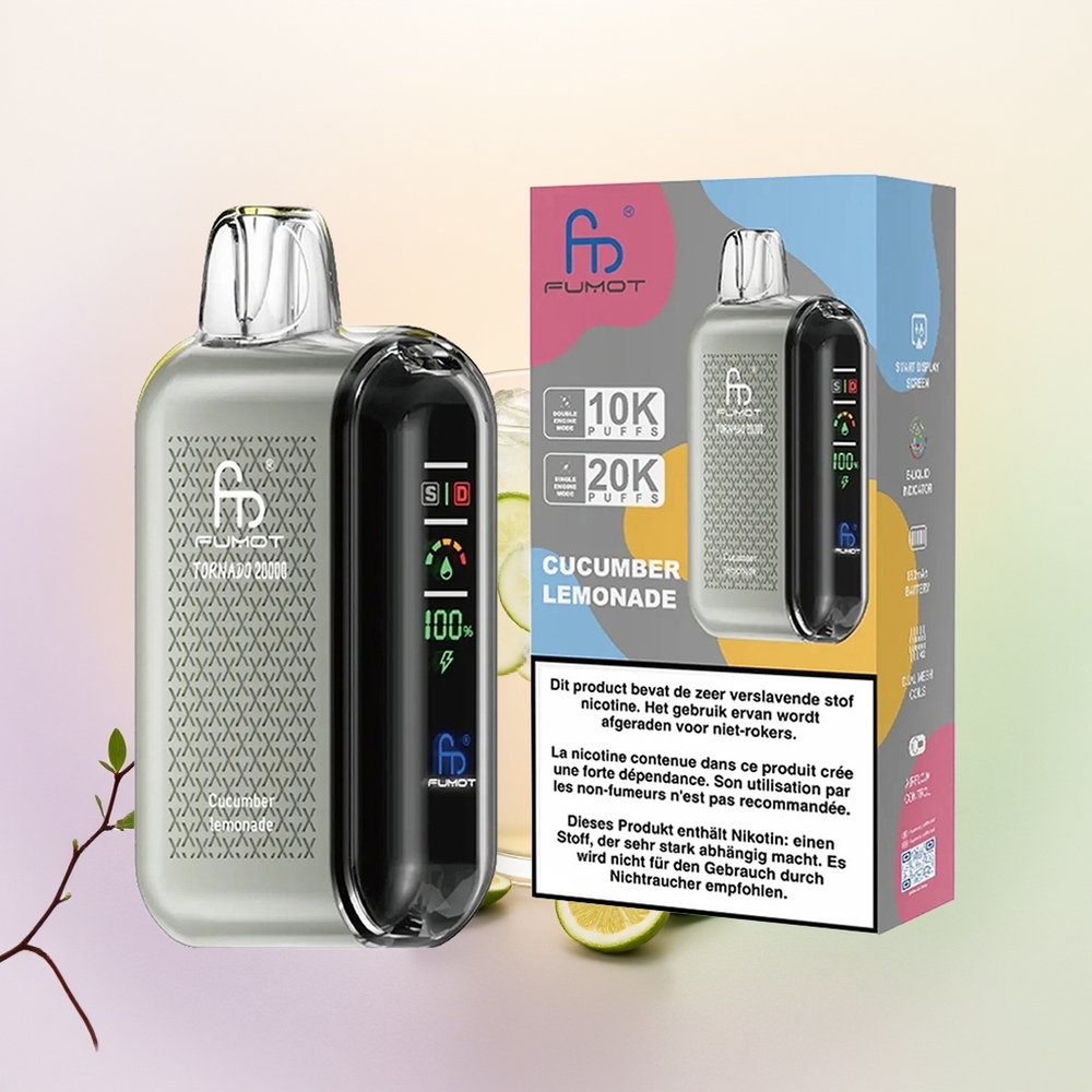 Fumot Tornado 20000 عصير الخيار بالليمون مع بطارية قابلة للشحن