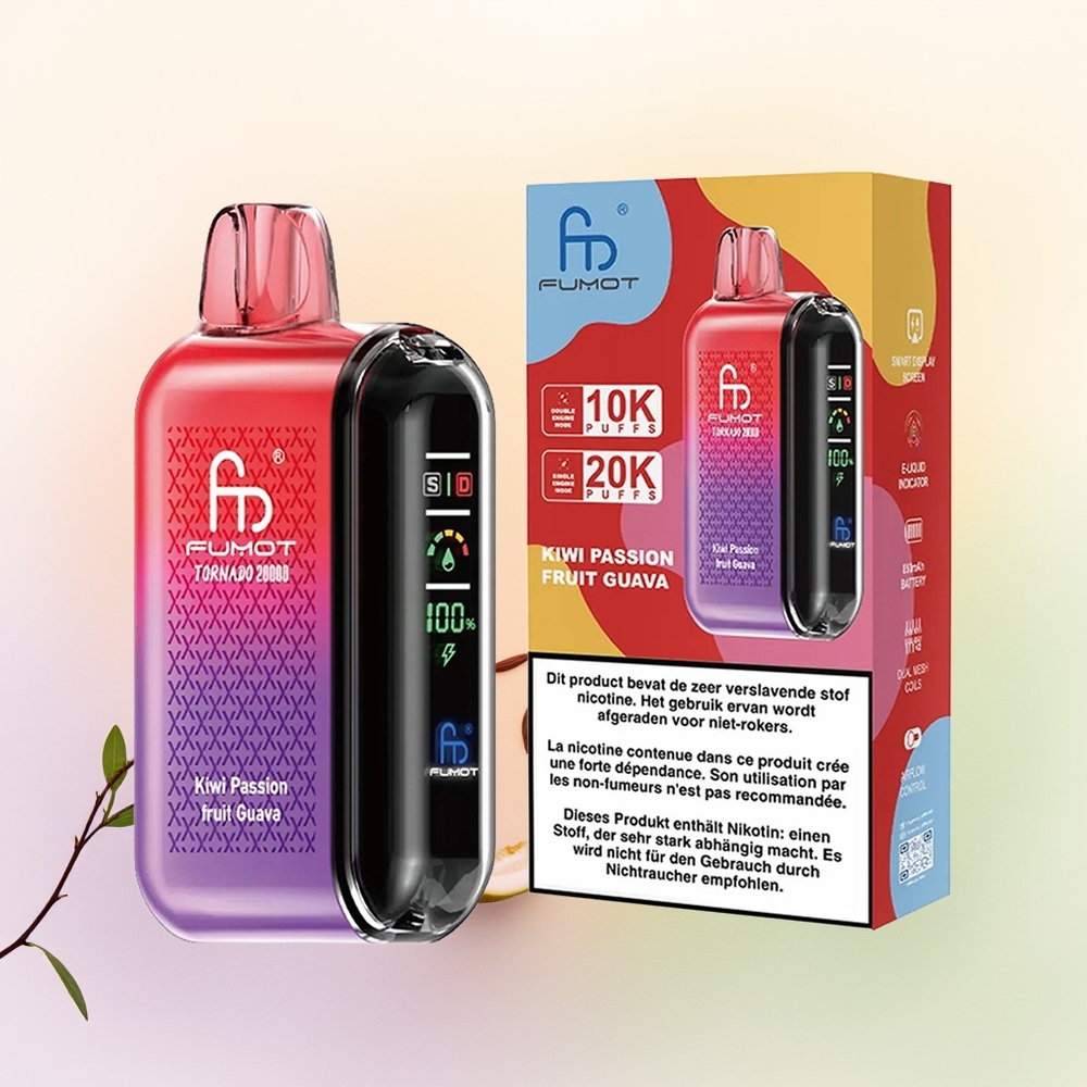 Fumot Tornado 20000 كيوي باشن فروت جوافة مع شاشة ذكية