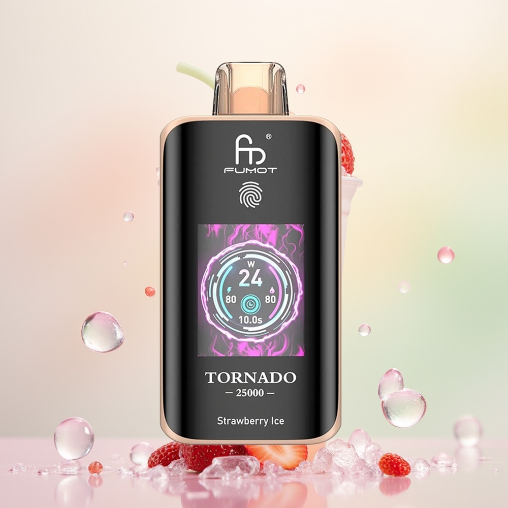 Fumot Tornado 25000 آيس كريم الفراولة مع شاشة عالية الدقة
