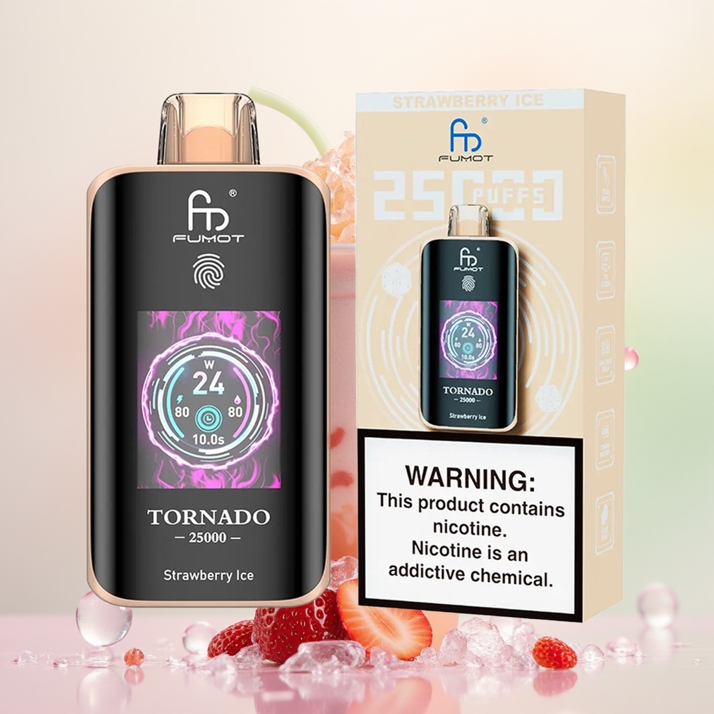 Fumot Tornado 25000 آيس كريم الفراولة مع شاشة عالية الدقة