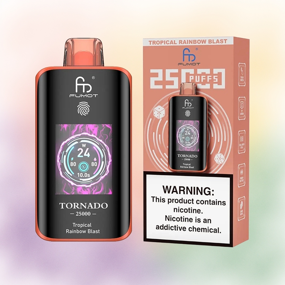 Fumot Tornado 25000 انفجار قوس قزح الاستوائي مع شاشة عالية الدقة