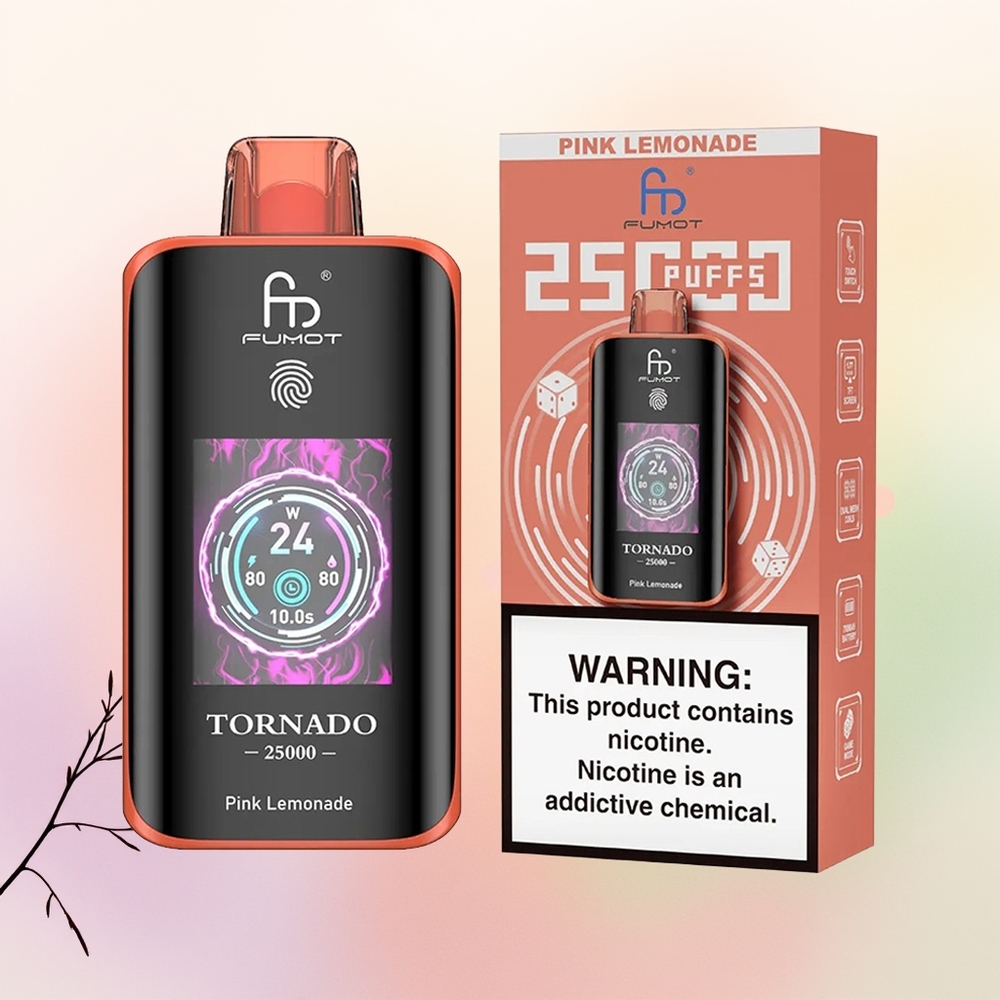 Fumot Tornado 25000 عصير الليمون الوردي مع شاشة عالية الدقة