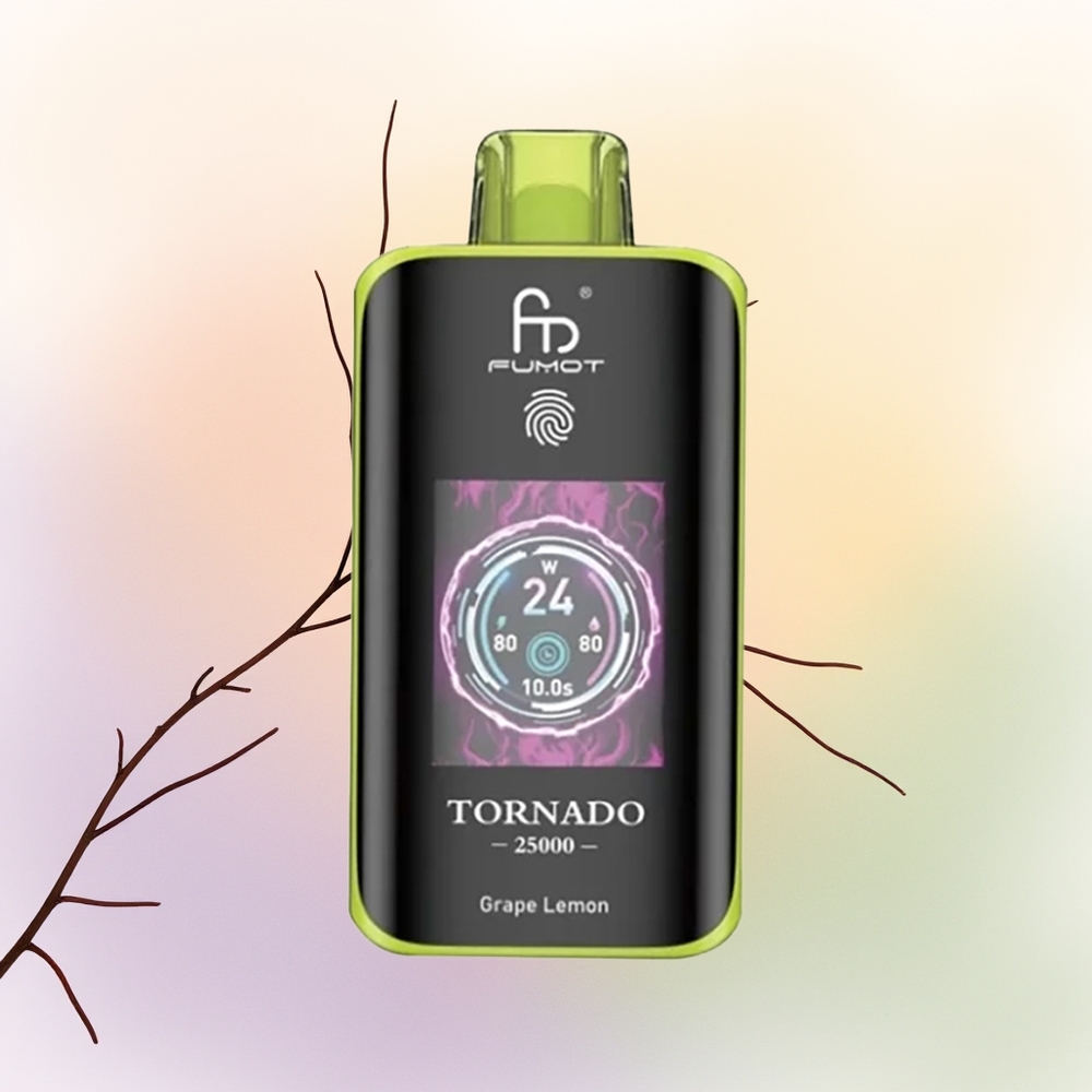 Fumot Tornado 25000 عنب ليمون شاشة عالية الدقة