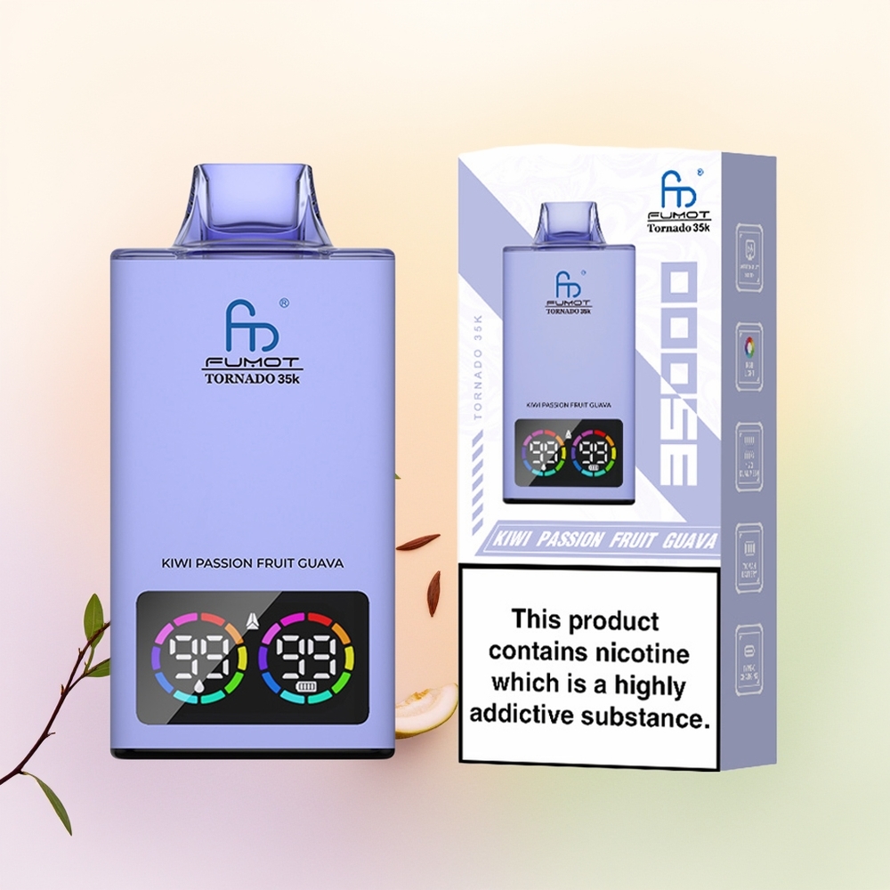 Fumot Tornado 35000 جوافة فاكهة العاطفة الكيوي مع ضوء متغير
