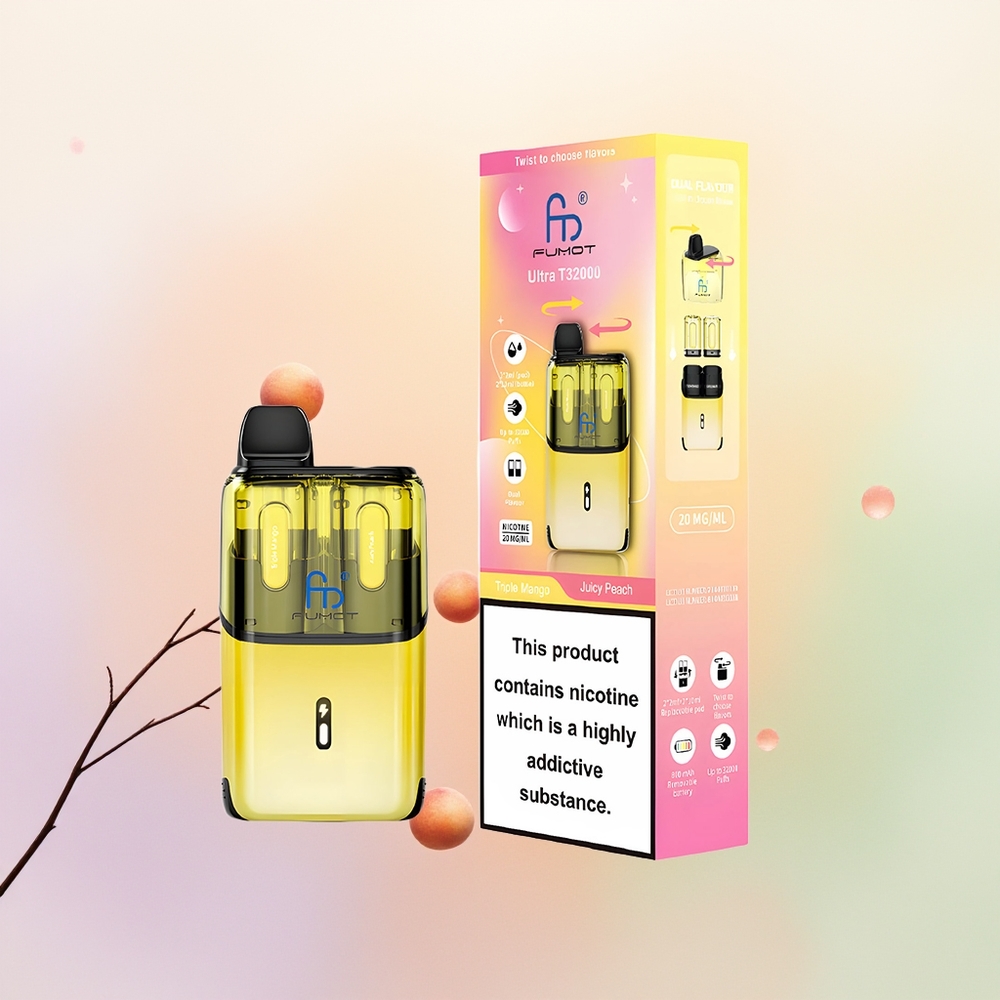 Fumot Ultra T32000 مانجو ثلاثي - خوخ عصيري مع تقنية كويل متقدم شبكي