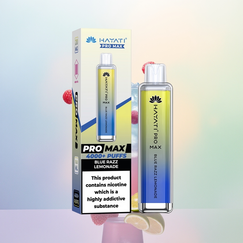 Hayati Pro Max 4000 عصير الليمون الأزرق البلوري القابل لإعادة الشحن