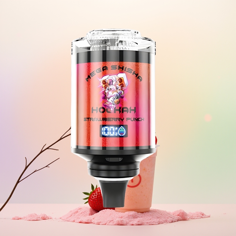 JNR Mega Shisha Hookah 100K عصير الفراولة بشاشة ذكية وبطارية قابلة للشحن