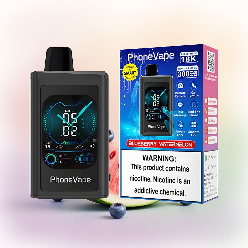 JNR PhoneVape 30000 العنب البري والبطيخ مع شاشة عرض كاملة