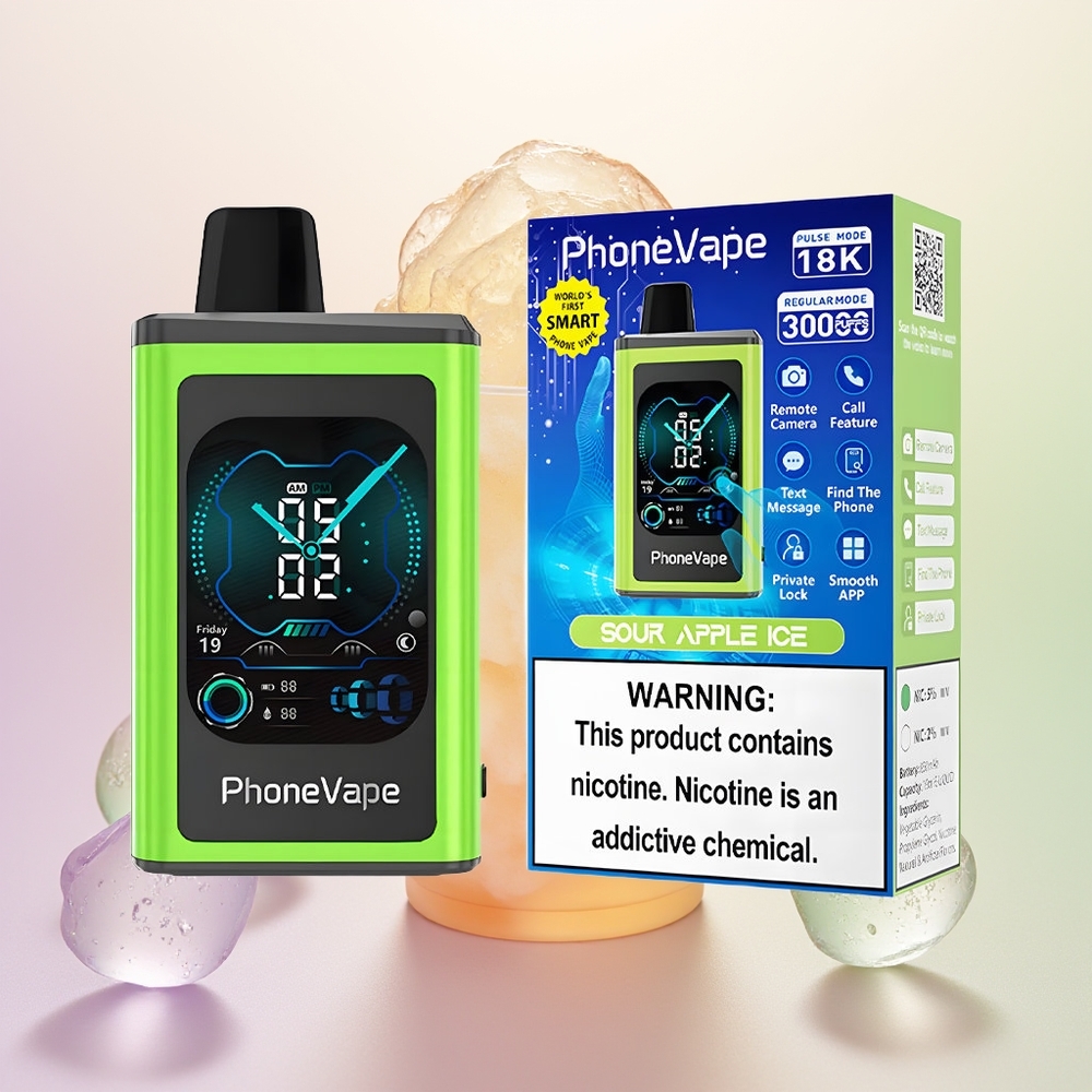 JNR PhoneVape 30000 تفاحة حامضة مثلجة مع شاشة كاملة