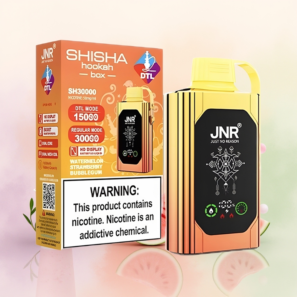 JNR Shisha Hookah Box 20500 بطيخ فراولة علكة فقاعية بشاشة عالية الوضوح وشحن سريع نوع سي