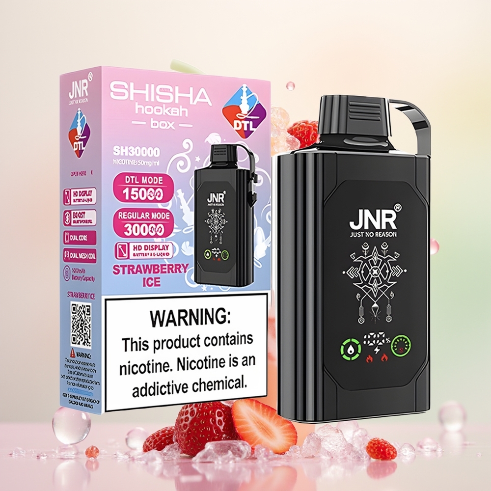 JNR Shisha Hookah Box 20500 توت بري مثلج بشاشة عالية الوضوح وشحن سريع نوع سي