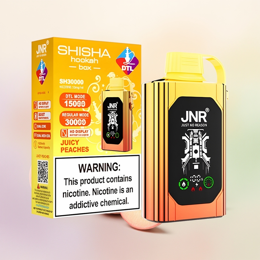 JNR Shisha Hookah Box 20500 عصير الخوخ مع شحن سريع نوع سي