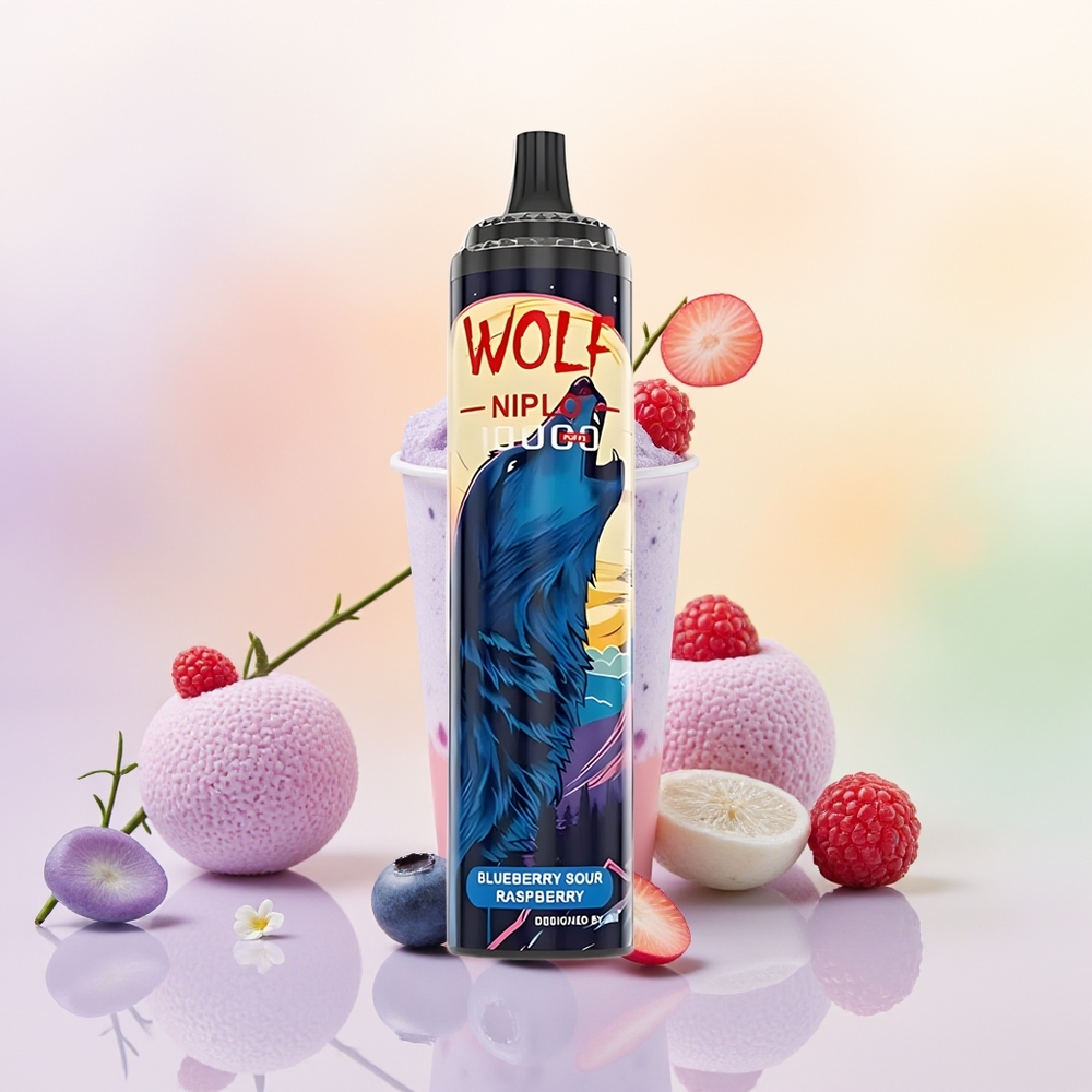 JNR Wolf Niplo 10000 توت أزرق حامض التوت مع شبكة 10 أوم