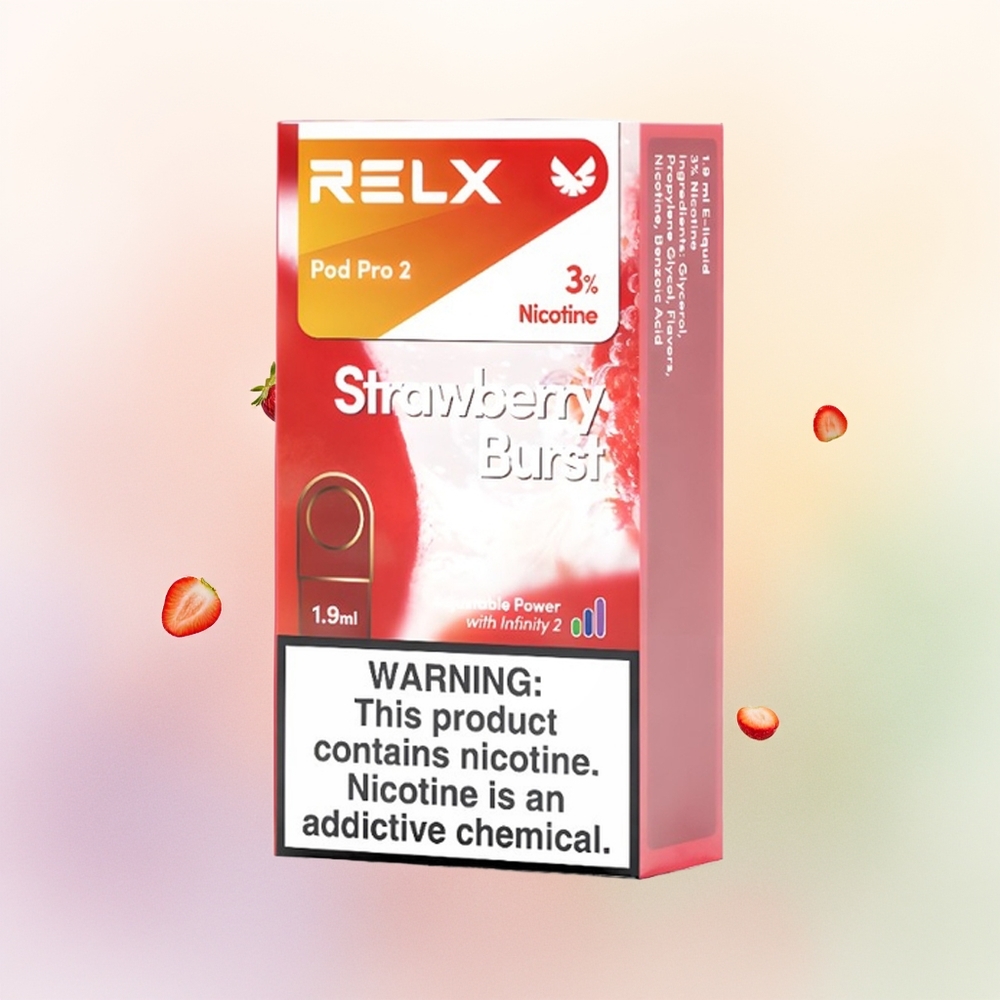 Relx Pod Pro 2 Vape Device انفجار الفراولة مع 19 مل و 3 أوضاع