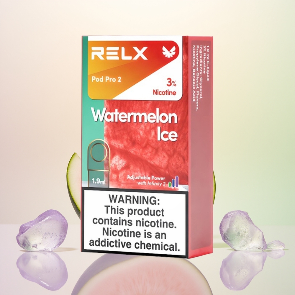 Relx Pod Pro 2 Vape Device بطيخ مثلج عالي السعة ١٩ مل مع ٣ مستويات للطاقة إيكو (٥٥ واط)، سموث (٦٥ واط)، بوست (٨ واط)