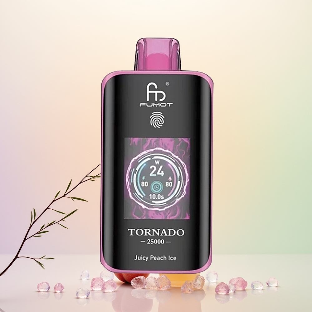 Fumot Tornado 25000 عصير الخوخ الجليدي مع شاشة عالية الدقة