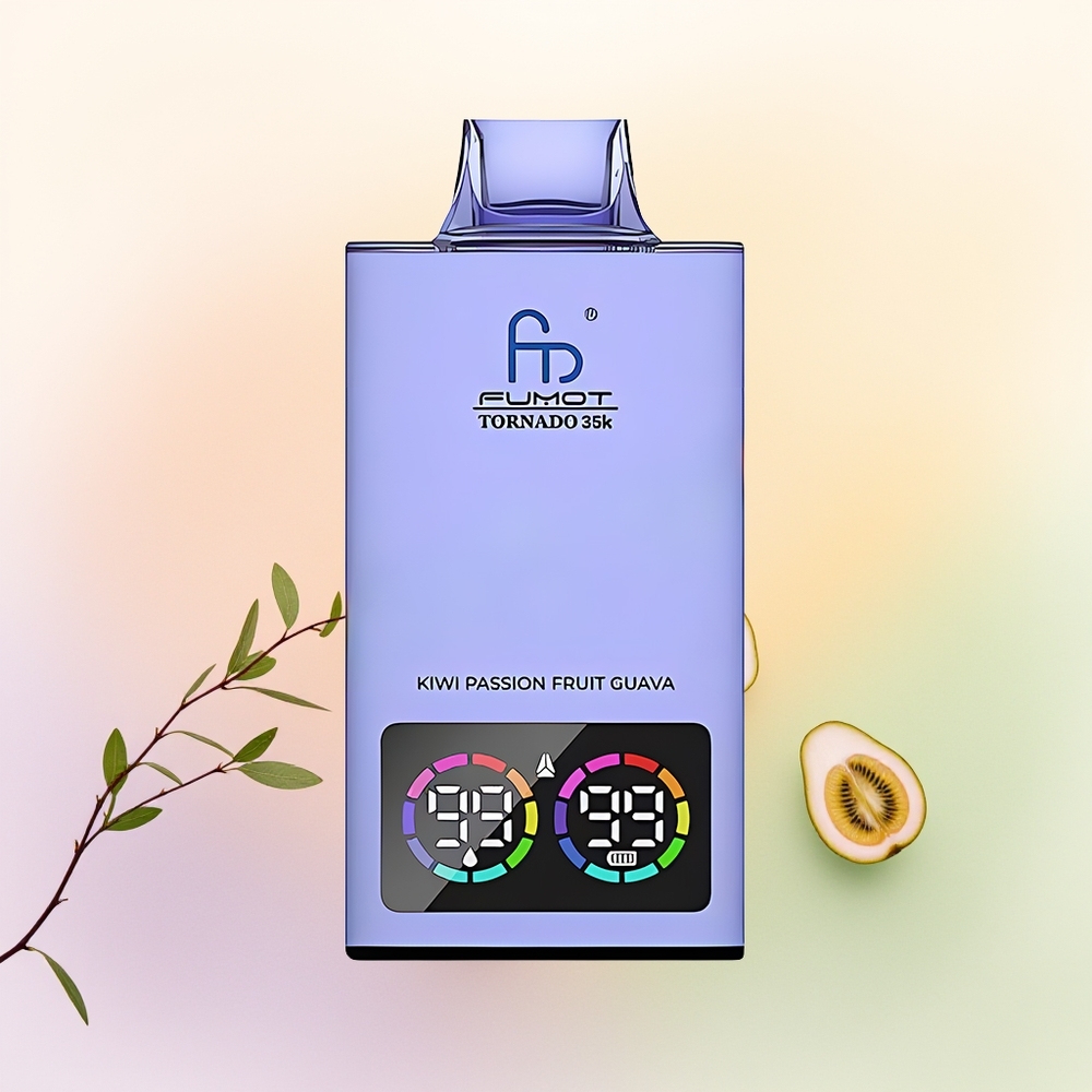 Fumot Tornado 35000 جوافة فاكهة العاطفة الكيوي مع ضوء متغير