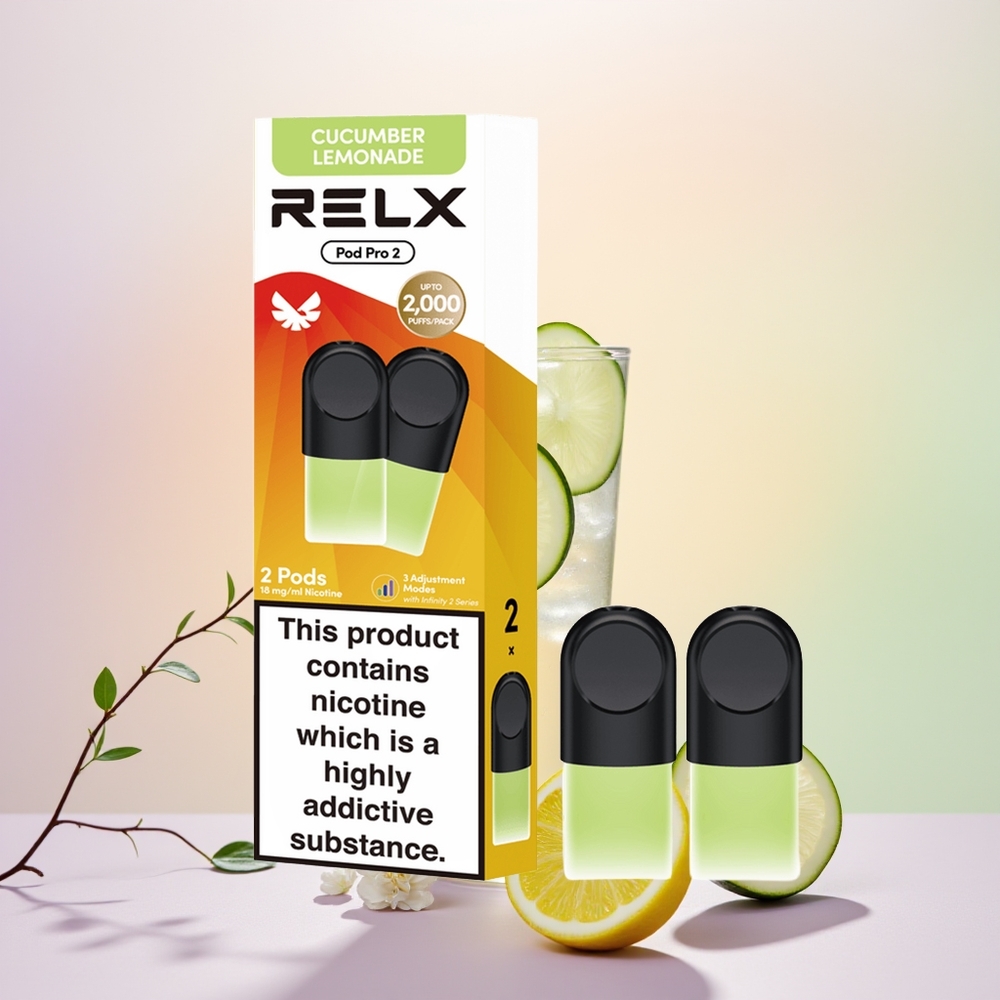 Relx Pod Pro 2 Vape Device عصير الخيار بالليمون - 1.9 مل مع 3 مستويات للطاقة: الوضع الاقتصادي، الوضع الناعم، الوضع المعزز