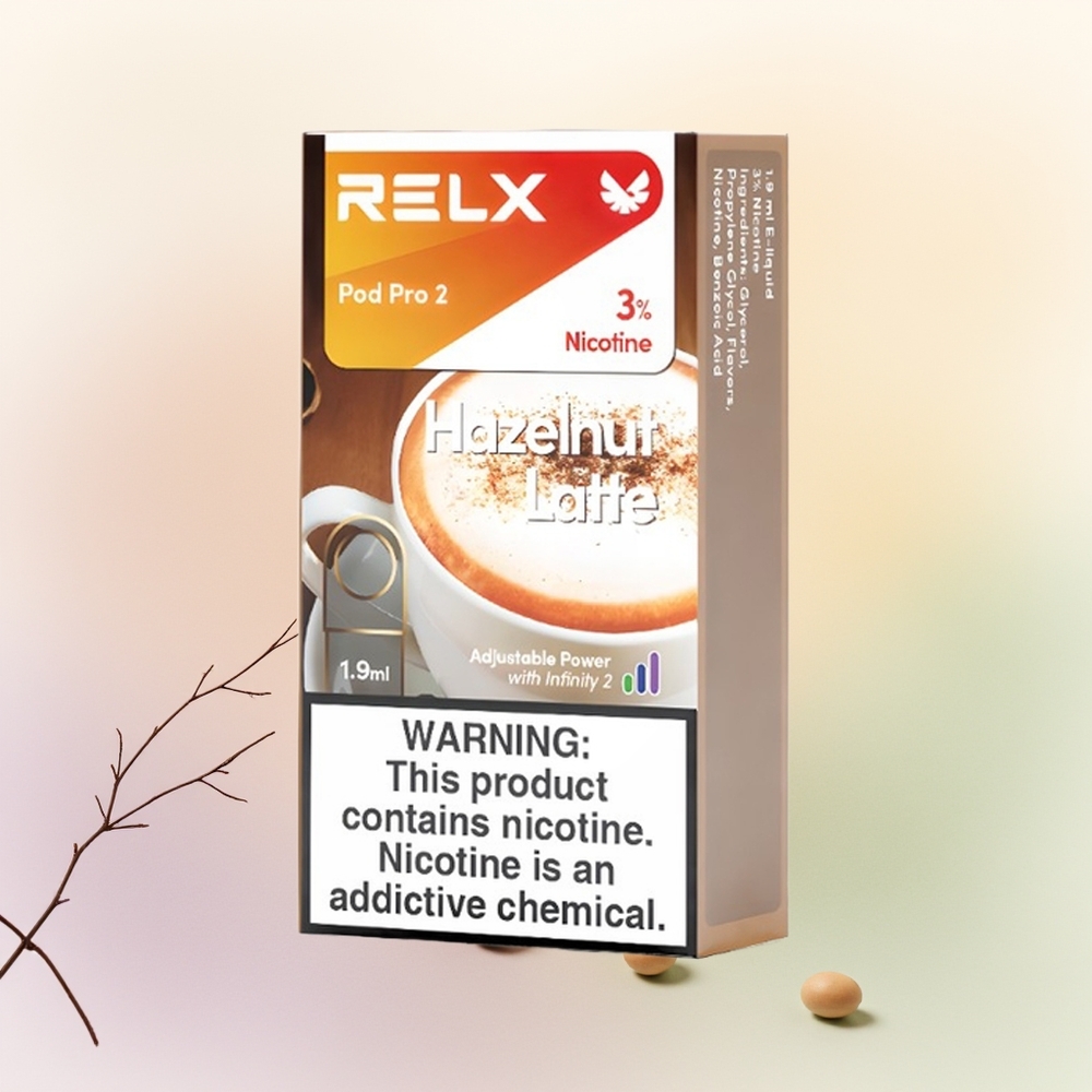 Relx Pod Pro 2 Vape Device قهوة البندق اللاتيه مع 1.9 مل و3 مستويات